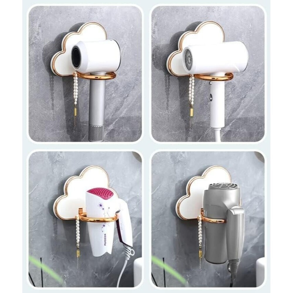 Bathroom Accessories Rose Gold Cloud No Drill Wall Mount Hair Dryer Holder Rack
